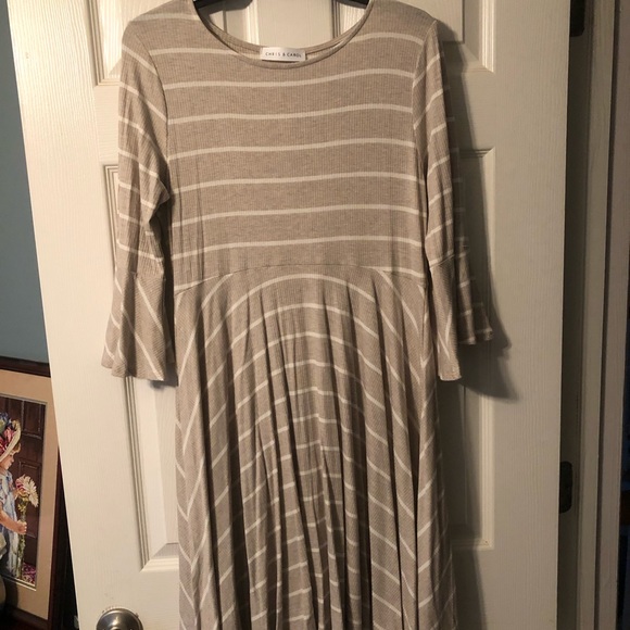 Striped grey and white dress